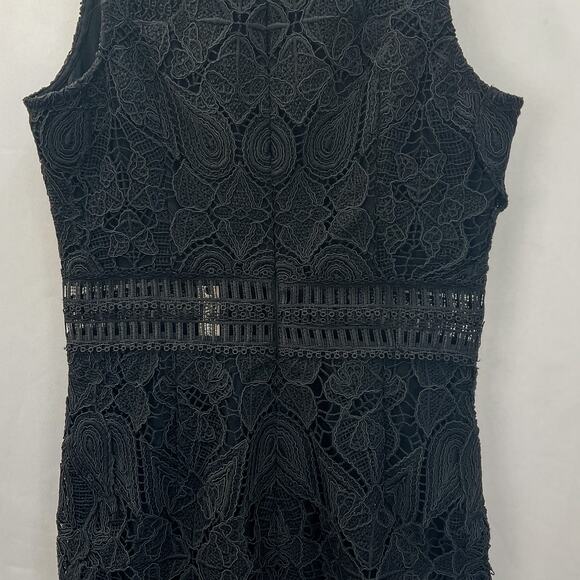 Jonathan Simkhai Black Lace & Crochet Corded Fluted Midi Dress, Sz 0 NWT - Picture 8 of 9